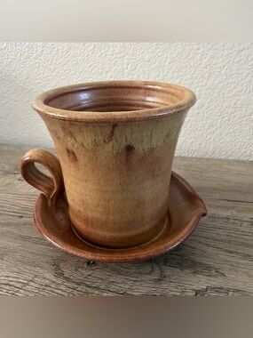 Pottery Bacon Cooker “The Gourmet Potter” Earthy Brown Tan Hand Crafted USA Clay
